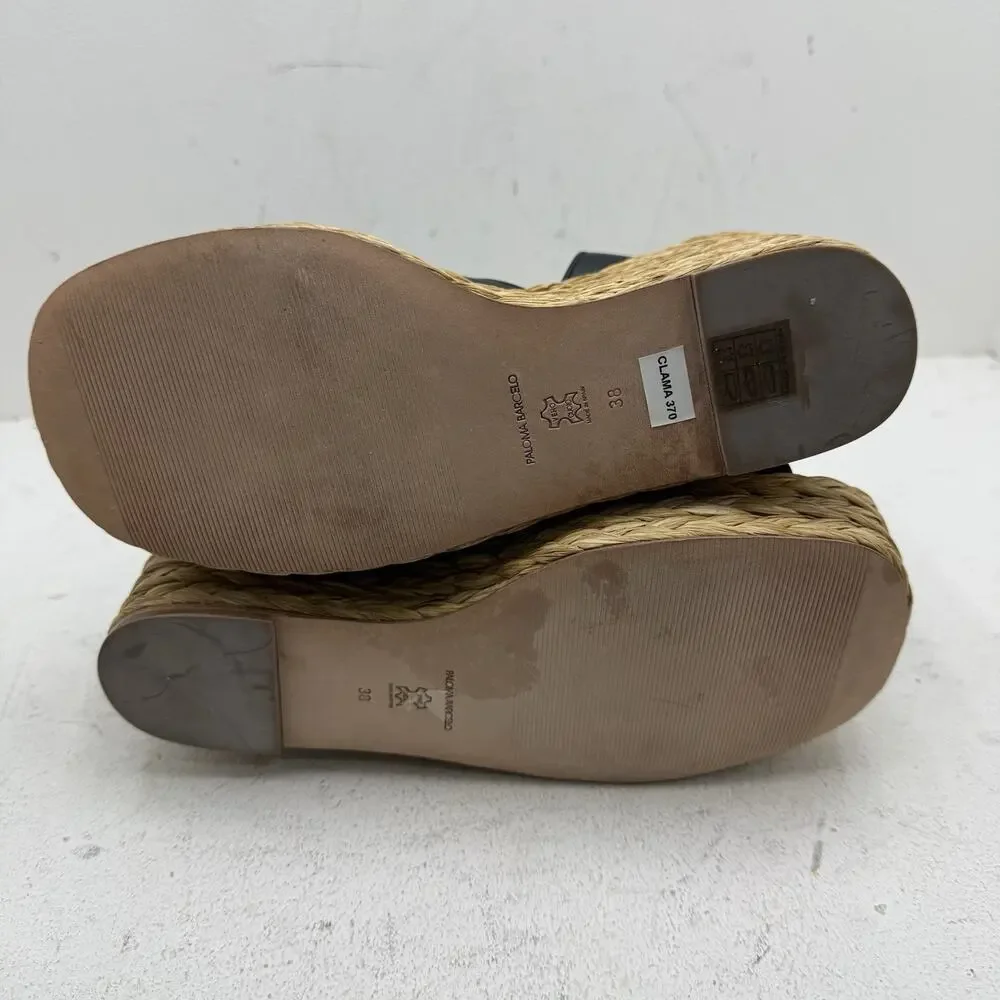 Paloma Barcelo Sandal‎ Espadrilles Wedge Women’s Size 38 US 7.5 Black Chunky